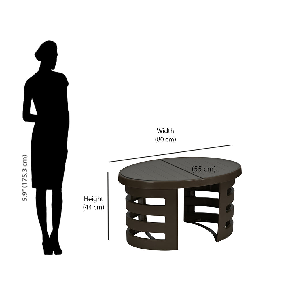 Mystique Plastic Outdoor Set with 2 Chairs and 1 Table (Season Rust Brown)